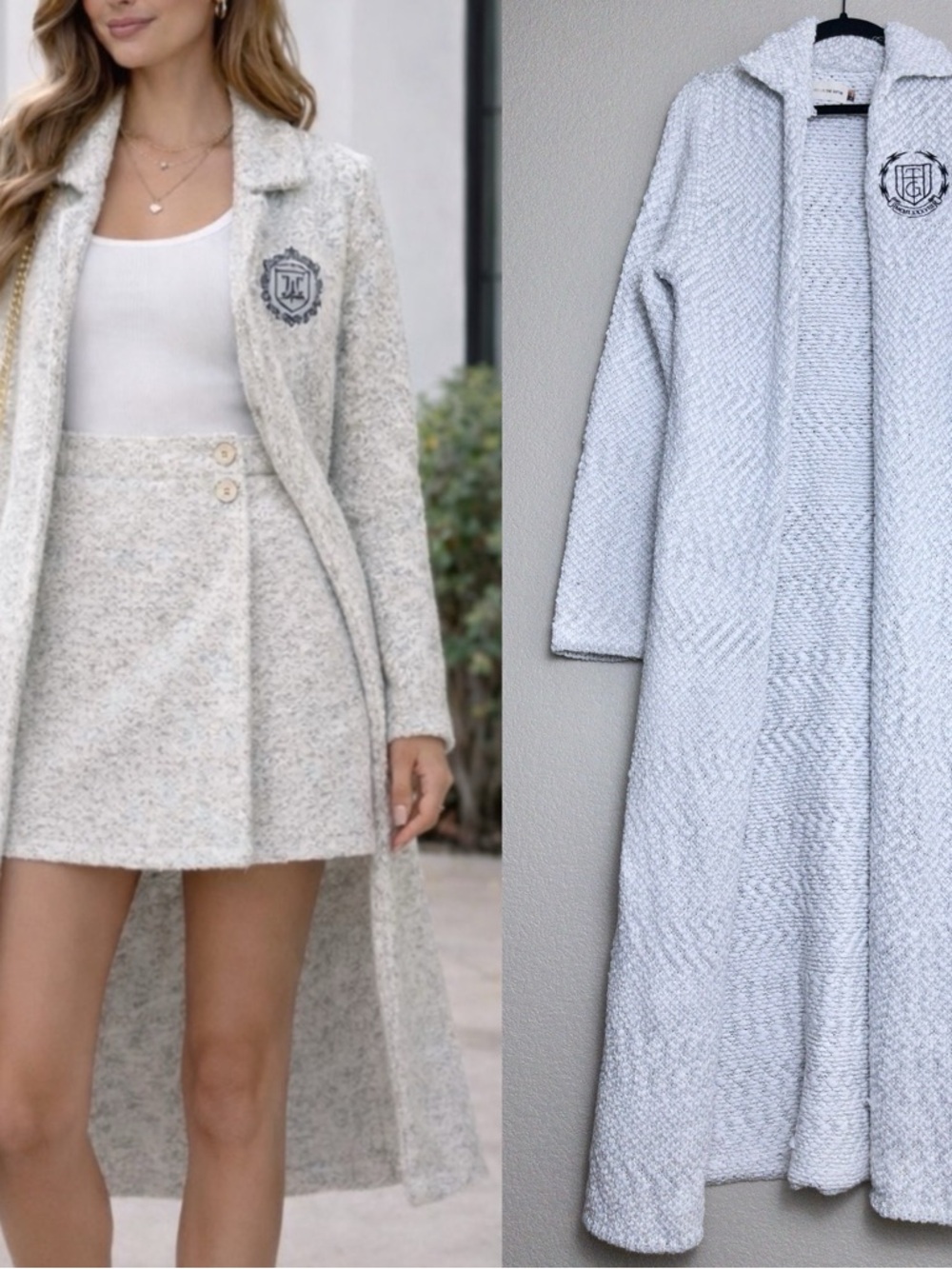 NWT Honor The Gift Advisor Cardigan S White Duster Long Sweater Metallic Knit